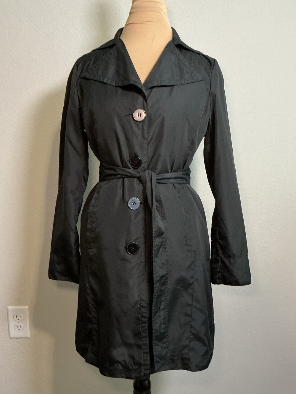 Classic Black Trench Coat with Belt